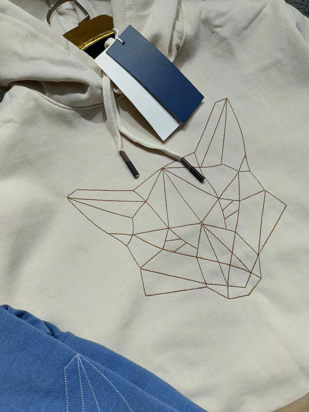 Fox Geometry Embroidery Hoodie