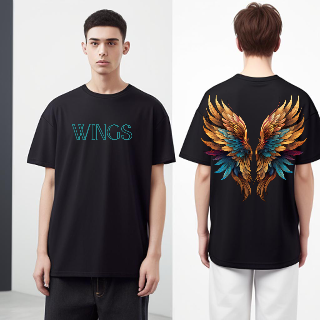Oversized Black T-Shirt – “WINGS” Graphic Print