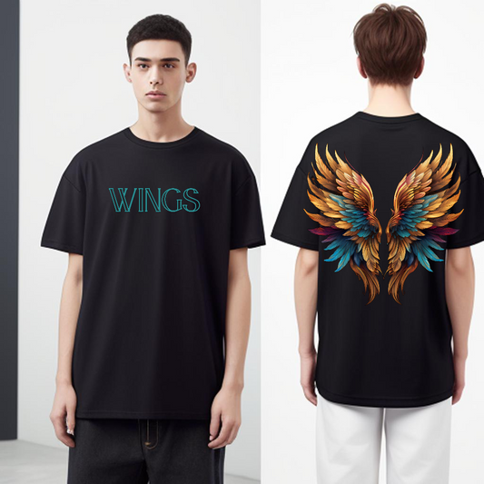 Oversized Black T-Shirt – “WINGS” Graphic Print