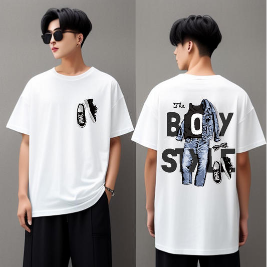 Oversized White Graphic T-Shirt – “The Boy Style” Print