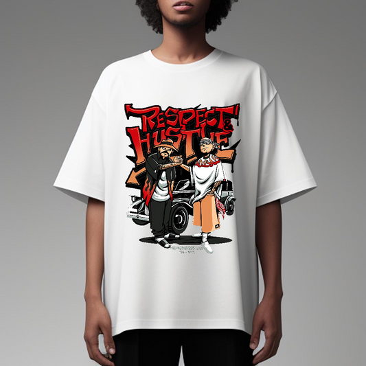 Oversized Respect & Hustle Printed T-Shirt