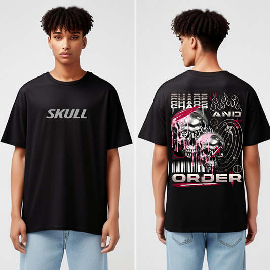 Oversized Black T-Shirt – “Skull” Streetwear Graphic Print