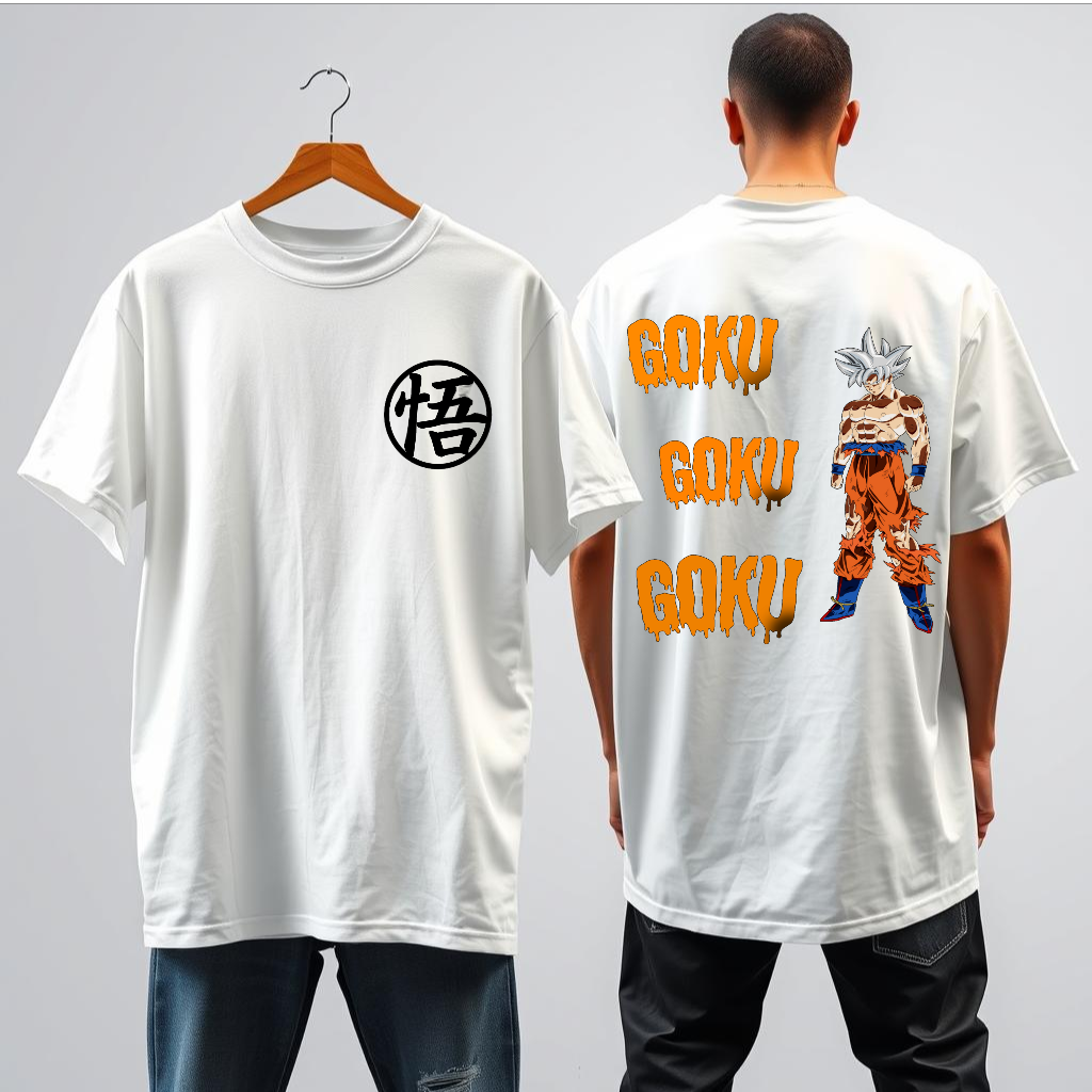 Oversized White T-shirt Goku Anime Print
