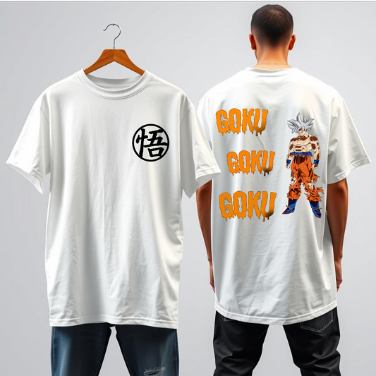 Oversized White T-shirt Goku Anime Print