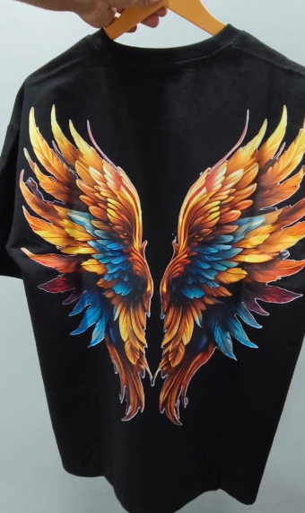 Oversized Black T-Shirt – “WINGS” Graphic Print