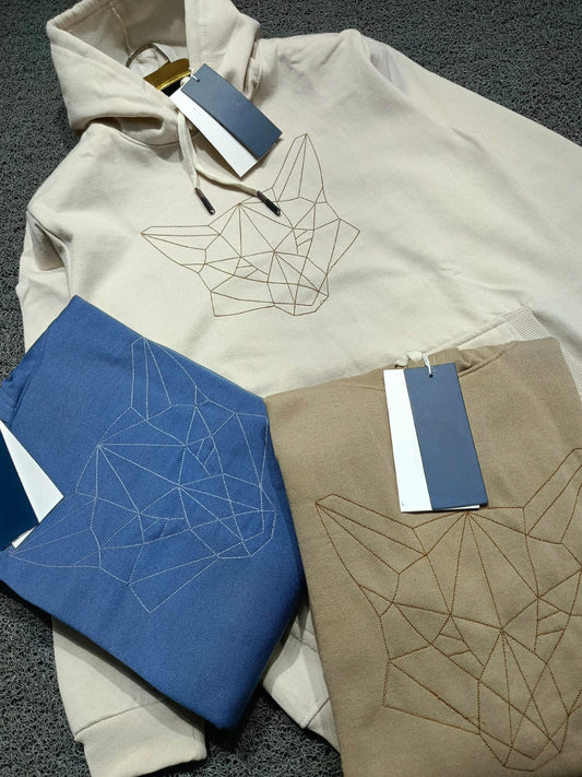 Fox Geometry Embroidery Hoodie